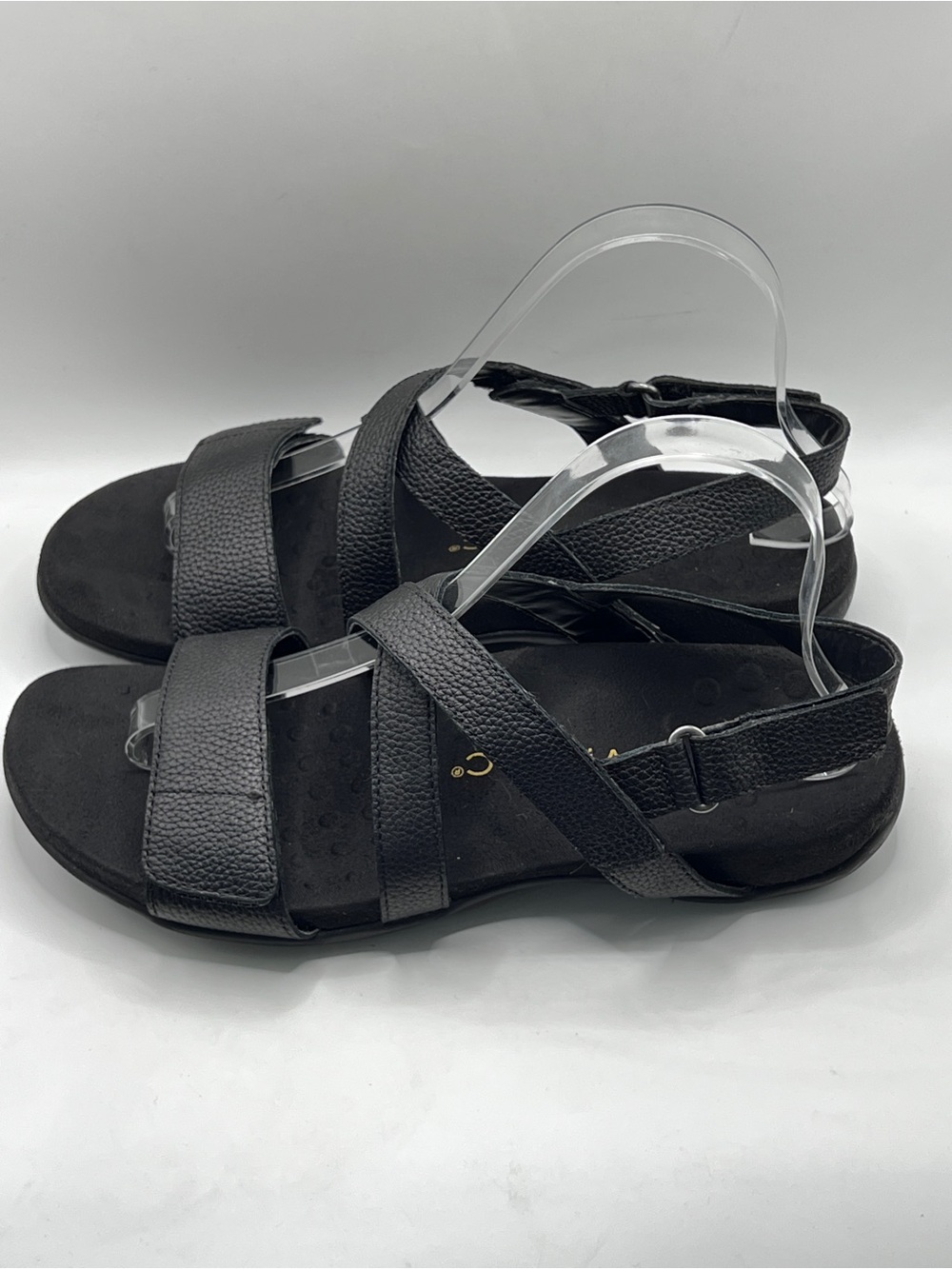 Vionic Raya Slingback Sandals, sz8 black pebbled leather adjustable straps - Picture 3 of 13